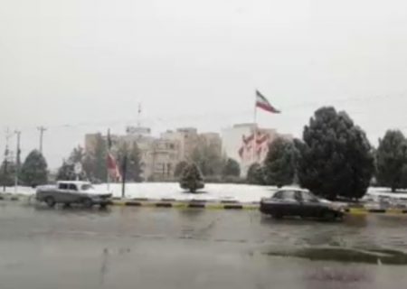بارش برف در کرمان(میدان عاشورا)